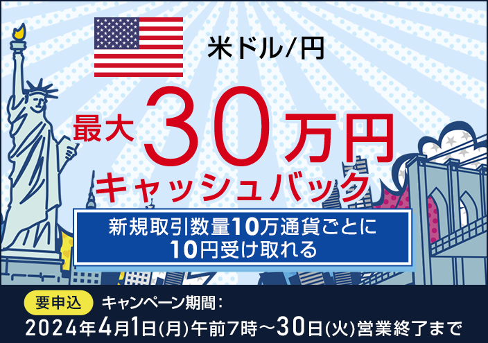 米ドル/円キャッシュバックキャンペーン