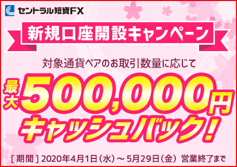 新規口座開設＆取引で最大500,000円キャッシュバックキャンペーン