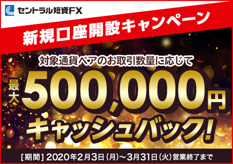 新規口座開設＆取引で最大500,000円キャッシュバックキャンペーン