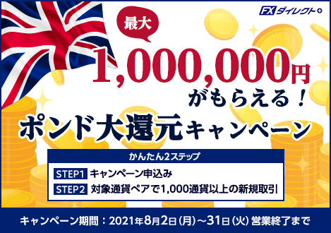 最大1,000,000円がもらえる！ポンド大還元キャンペーン