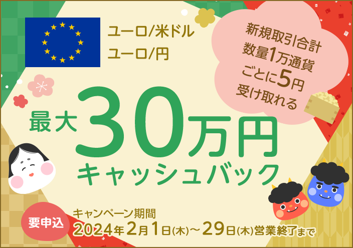 ユーロ/米ドル・ユーロ/円キャッシュバックキャンペーン
