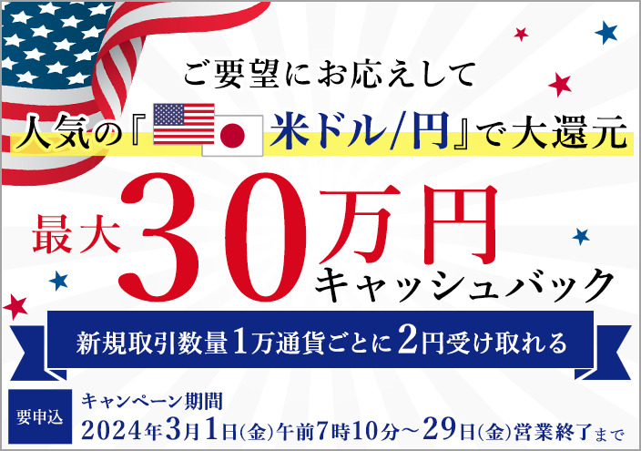 米ドル/円キャッシュバックキャンペーン