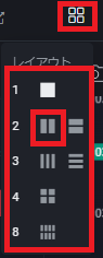 PWT操作ガイド_B4 「レイアウト」ボタンをクリック、複数のチャートを同時に表示できるレイアウトを選択できる
