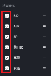 PWT操作ガイド_C3 プライスボード右の「３点リーダー」をクリック、「項目表示」画面を表示する