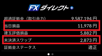 口座情報画面および口座内容照会画面に未決済スワップ欄等を新規に追加1