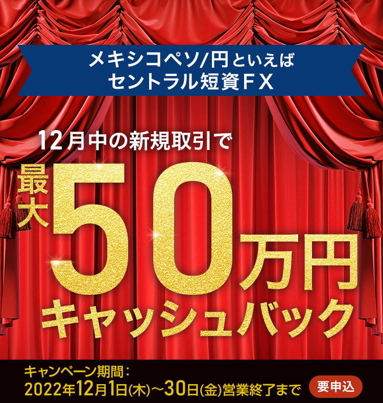 メキシコペソ/円の新規取引で最大500,000円キャッシュバック