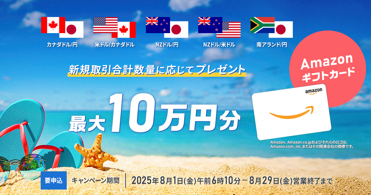 最大10万円のAmazonギフトカードプレゼント｜セントラル短資FX