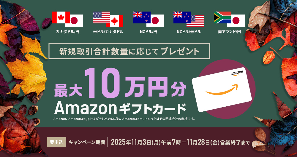 最大10万円のAmazonギフトカードプレゼント｜セントラル短資FX