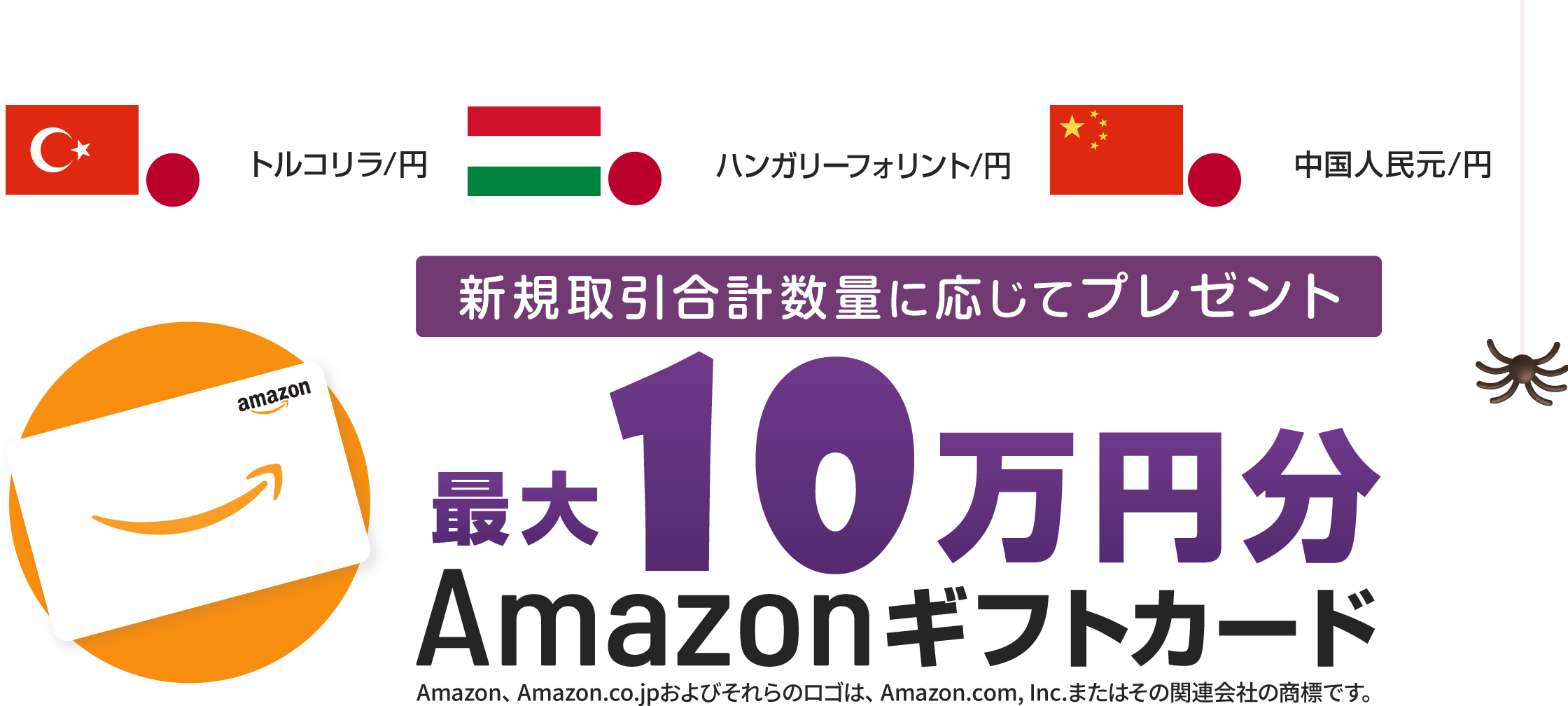 新規取引合計数量に応じてプレゼント！！最大10万円のAmazonギフトカード