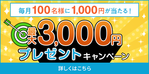 最大3,000円プレゼントキャンペーン