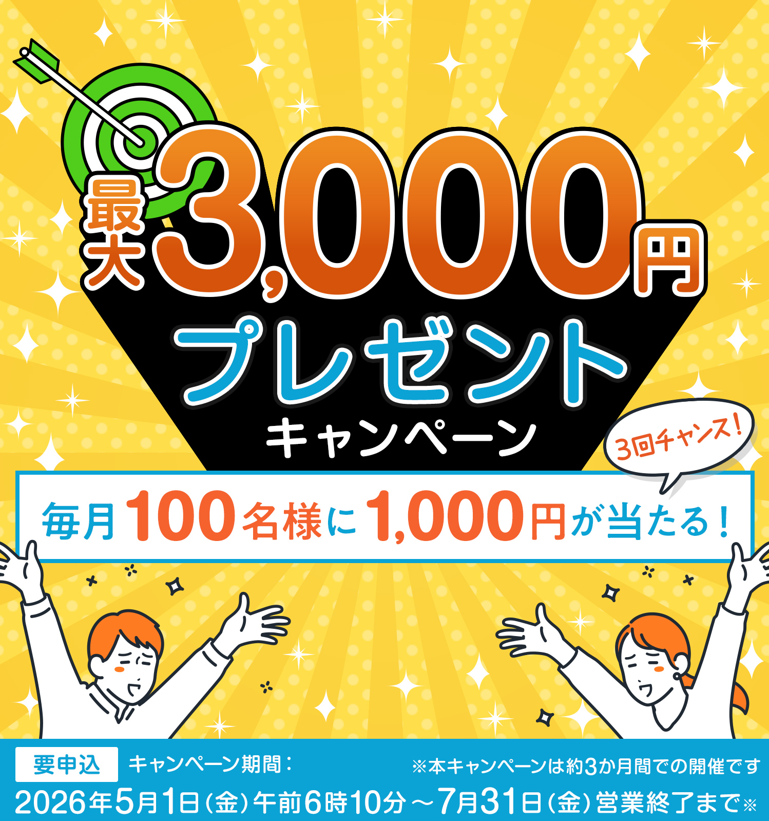 最大3,000円 プレゼントキャンペーン