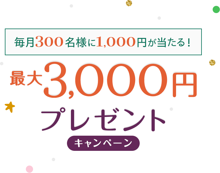 最大3,000円 プレゼントキャンペーン
