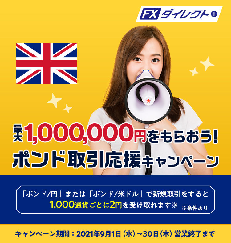 最大1,000,000円をもらおう！ポンド取引応援キャンペーン