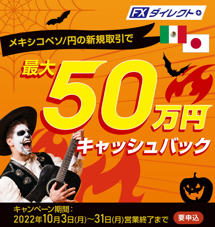 メキシコペソ/円の新規取引で最大500,000円キャッシュバック